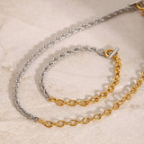 Two-Tone Gold Silver Twisted Chain Necklace