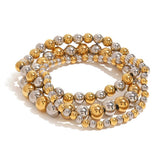 DESIGNER TWO TONE SOLID BEAD STRETCH BRACELET_CWAJE4794