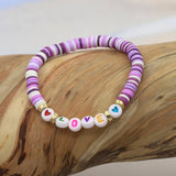 COLORFUL POLYMER CLAY LETTER BEADED BRACELET_CWMM3570