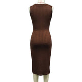 Solid Color Sheath Long Sleeveless Dress