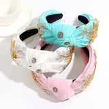 RHINESTONE RICE BEADS KNOTTED WIDE BRIM HEADBAND_CWAHA2209