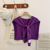 SOLID COLOR KNITTED KNOTTED SHAWL CASUAL COZY _CWASC0757