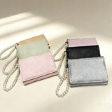 Velvet Pearl Letter Trifold Mini Wallet_Cwab06211