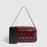 MUSHROOM STUDDED TOTE BOWLING SHOULDER BAG_CWAB5712