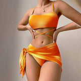 Tie-Dye Bikini Set 3 Piece With Mesh Skirt_Cwmw0143