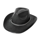 Western Laser Stripe Rhinestone Felt Jazz Hat_Cwah3642