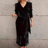 V-Neck Elegant Casual Fashion Solid Color Dress