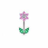 COPPER CZ FLOWER BELLY RING SCRATCH RESISTANT_CWMM9241