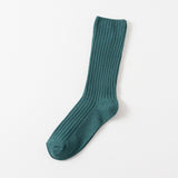 SOLID COLOR VERTICAL STRIPES COTTON CREW SOCKS_CWMS074