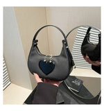 Solid-Color Simple Heart-Shaped Underarm Bag