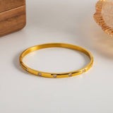 18K GOLD WHITE ZIRCON ROUND BANGLE ELEGANT STYLE_CWAJE4694