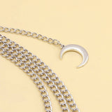 Vintage Moon Pendant Multi Layer Pant Chain_Cwmm0640