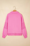 Solid-Color Lapel,Cutout Long-Sleeved Sweatshirt