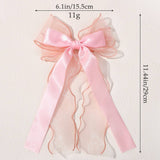 KIDS CHIFFON RIBBON BOW HAIR CLIP SOLID COLOR_CWAHA6704