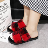 HOME TWO COLOR PLAID PLUSH SLIPPERS_CWSHS0365