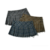PLAID PLEATED SKIRT FOR WOMEN ADJUSTABLE WAIST_CWDSD8341