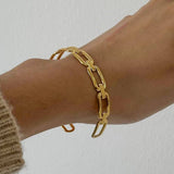 CLASSIC 18K GOLD STEEL OPEN SPLIT CUFF BRACELET_CWAJE4897