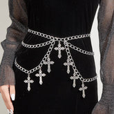 ALLOY HOLLOW CROSS PENDANT WAIST CHAIN BODY CHAIN_CWMM0652
