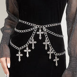 ALLOY HOLLOW CROSS PENDANT WAIST CHAIN BODY CHAIN_CWMM0652