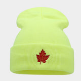 RED MAPLE LEAF EMBROIDERY KNITTED HAT HIP HOP HAT_CWAH2083