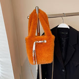 Winter Shoulder Crossbody Plush Bucket Bag_Cwab3983