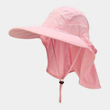 Wide Brim Uv Protection Hat With Mesh Neck Cover_Cwah3832
