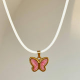 COLORFUL RETRO 3D BUTTERFLY PENDANT NECKLACE_CWMM5664