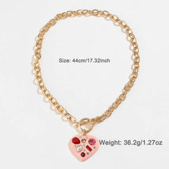 LOVE PEACH OIL PENDANT NECKLACE SET FOR WOMEN_CWAJE2911