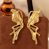 BUTTERFLY 3D 18K GOLD ASYMMETRICAL EARRINGS_CWMM3616