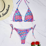 Womens Printed Bikini Sexy Tie-Front Swimwear