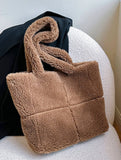 FLUFFY LAMB FUR TOTE BAG LARGE SHOULDER PURSE_CUAB00532