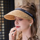 Women Summer Sun Protection Hollow Top Visor_Cwah1333