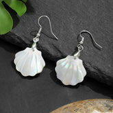 FRESH FAN SHAPED WHITE BUTTERFLY SHELL EARRINGS_CWMM4265