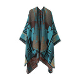 CAPE SHAWL SCARF FAUX CASHMERE JACQUARD SLIT CAPE_CWASC2228