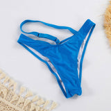 Women'S Nylon Bikini Shiny Blue Color Swimwear_Cwmw0258