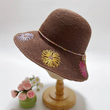 HIGH FASHION EMBROIDERED SUNFLOWER STRAW HAT_CWAH3590