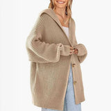Solid Lapel Three-Button Mid-Length Cardigan