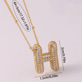 COPPER ZIRCONIA 26 LETTERS PENDANT NECKLACE_CWMM5869