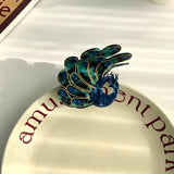 PEACOCK ACETATE HAIR CLAW RHINESTONE CHIC CLIP_CWAHA5900
