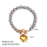 Zircon & Pearl Chain Bracelet In Stainle Steel_Cwaje4658