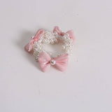 BOHO BOW PEARL SCRUNCHIE SWEET SUMMER HAIR TIE_CWAHA6778