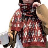 PLAID SCARF FOR WOMEN THICK KNIT WINTER WARMTH_CWASC0149