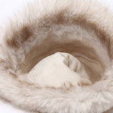 Two Tone Fuzzy Bucket Hat Women Winter_Cwah04648
