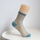 STRIPE MESH SOCKS FOR WOMEN MID TUBE TIDE SOCKS_CWMS054