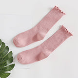 SOLID COLOR RUFFLED LONG SOCKS_CWMS0977
