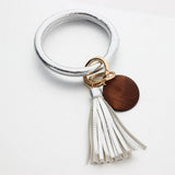 PERSONALIZED LEATHER WRISTLET KEYCHAIN WITH TASSEL_CWMM7024