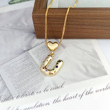 COLORFUL ZIRCONIA HEART LETTER PENDANT NECKLACE_CWMM5875