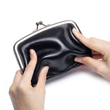 Vintage Leather Coin Wallet Double Clip Pouch_Cuab00386