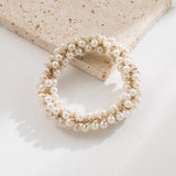 Gold Thread Pearl Elastic Hair Tie For Women_Cwaje05910