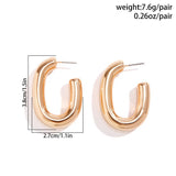 METAL WIND CIRCULAR RING THICK CHAIN EARRINGS_CWAJE1153
